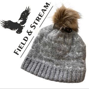 Field & Stream Girls’ Cabin Dot Pom Beanie • Color Mgh/White Marl • NWT